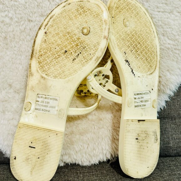 Tory Burch Women's WHITE Mini Miller Jellie Toe Post Sandals flip flops 9 - Picture 2 of 3